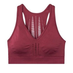 VICTORIA’S SECRET Long Line Seamless Bralette Laser cut Burgundy Red
